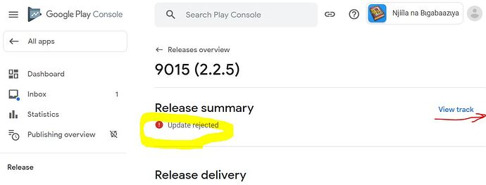 Google Console Update rejected