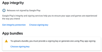 App bundles - choose signing key